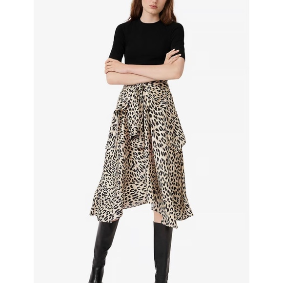 Maje Raprile Leopard Print Layered Look Midi Dress - Picture 2 of 16